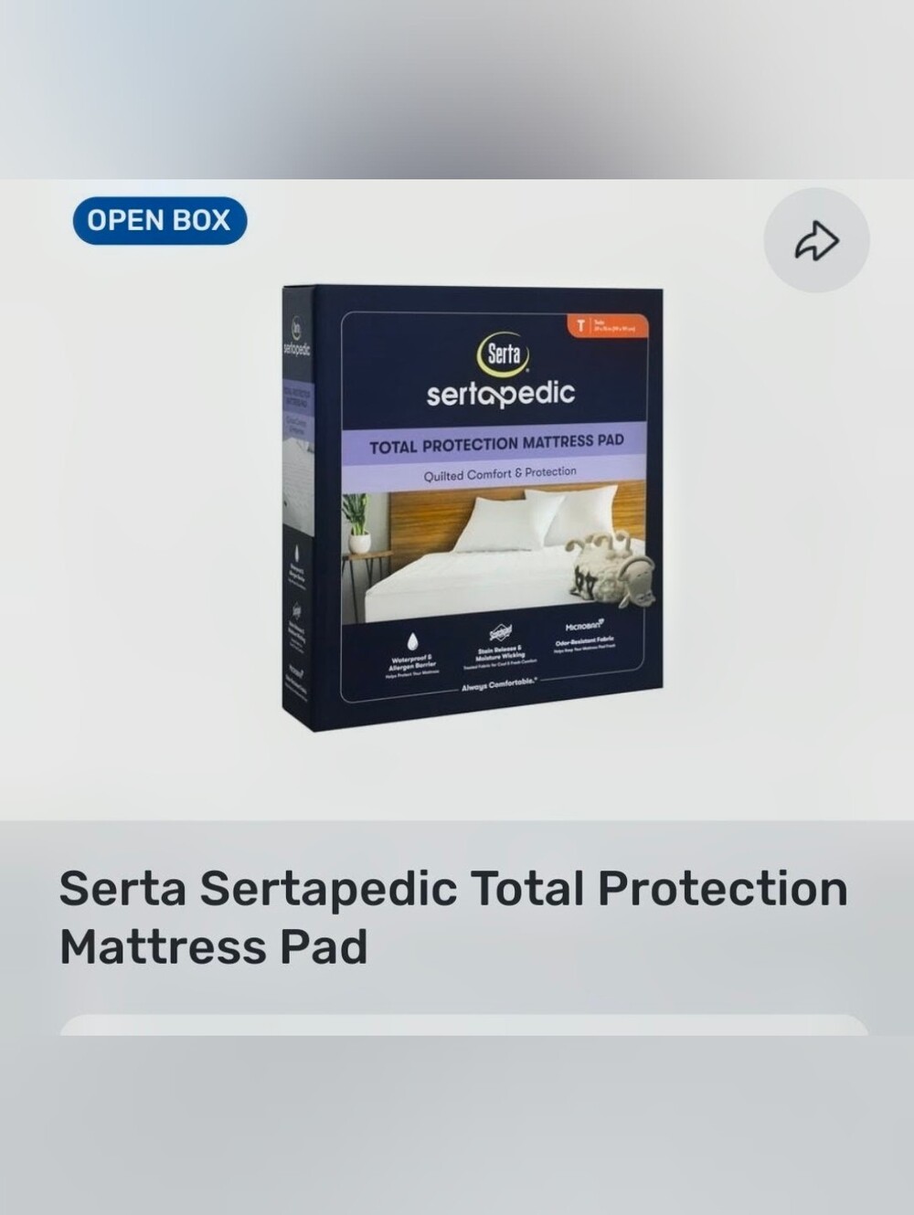 Queen Sertapedic Total Protection Mattress Pad - White